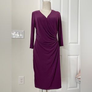 Laundry by Design draped waist purple matte jersey dress size 10